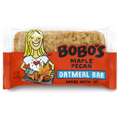 Bobo's Oatmeal Bars, Maple Pecan, Gluten Free Vegan Whole Grain Oat Bars, Pack of 12