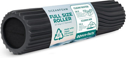 Oceanfoam Tidal Roller - Charcoal - Muscle Massage Foam Roller for Back Pain & Stretching - Firm and Ergonomic Wide Wave Textured - Yoga, Athletics, & Wellness - Full Size, 20" x 5"