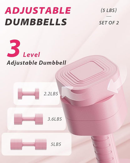 Ragebby Adjustable Dumbbell Set of 2, Weights for Men and Women at Home | Anti-slip Handle, Weights Dumbbells Set, 2lb/3lb/5lb/10lb/15lb/20lb for Pilates, Yoga, Strength Training