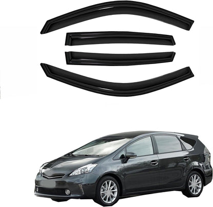 4pc Sun Rain Guards Window Visor Wind Deflector Compatible with Toyota Prius XW20 06-09 Dark Smoke 94963