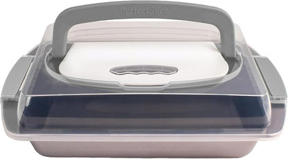 BergHOFF 11Pc Perfect Slice Bakeware Set, Covered Rectangle Cake Pan, Cookie Sheets, Muffin Pan, Loaf Pan, Round, Square and Rectangle Cake Pans, Slicer, Silver & Silver
