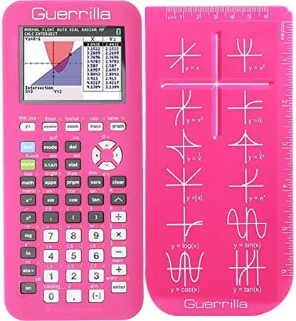 Guerrilla Silicone Case for Texas Instruments TI-84 Plus CE Color Edition Graphing Calculator With Screen protector and Graphing Ruler, Pink