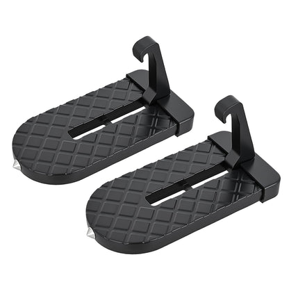 Nilight Car Door Step for Roof Access Universal Car Step Hook for Roof SUV Trucks Folding Aluminum Alloy Vehicle Door Latch Step Pedal with Glass Breaker Safety Hammer, Max Load 400lbs, 2 Pack Black