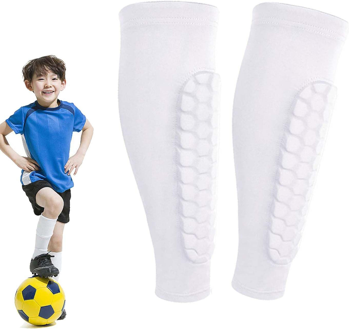 Shin Defender Shin Guards Kids 2 Pair, Shindefender Shin Guards Soccer, with Honeycomb Pads, for Soccer Kids Youth Adult