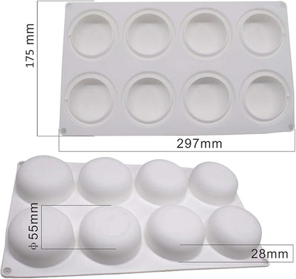 Silicone Cake Mold for Baking，8 Holes 3D Stone Round Shape Silicone Mousse Cake Pop Form,Non-Stick Candy Chocolate Jelly Baking Mould Tray,Pastry Cheesecake Pudding Bread Decorating Tool for Homemade