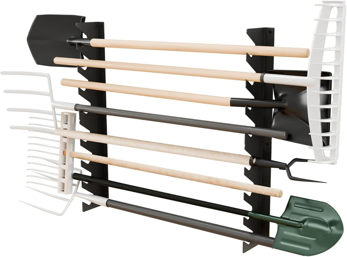 Garage Tool Organizer Wall Mount, Shed Yard Organization Racks for Walls, Horizontal Tool Racks, Shovels and Rakes, 2FT