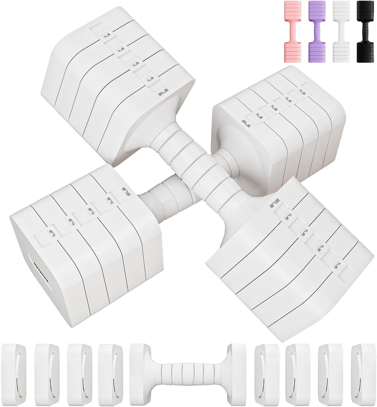 Adjustable Dumbbell Set for Women Men 16LB 20LB Hand Weights Dumbbells Sets Woman Exercise Fitness dumbbell Adjust dumbbells set of 2 for Home Gym Workout Strength Training Equipments