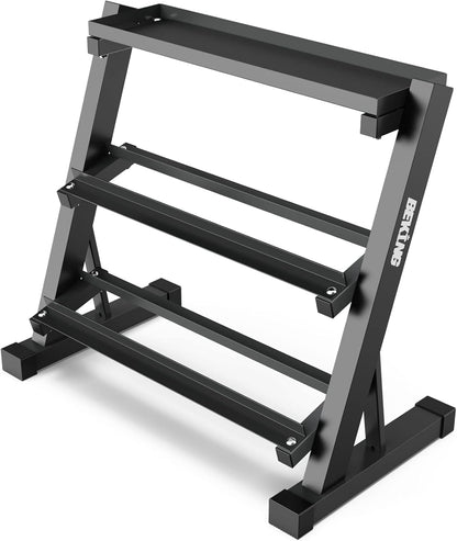 BEKING Dumbbell Rack, 3 Tier Weight Storage Rack for Dumbbells, Kettlebells, Multilevel Free Weight Organizer Stand for Home Gym Fitness, 1000-Pound Capacity