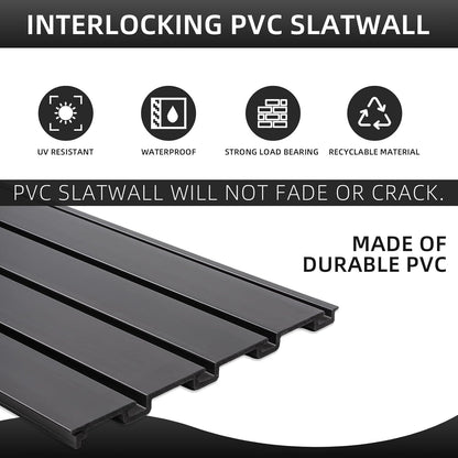 Slat Wall Paneling Garage Wall Organizer, PVC Black Slatwall Panels 2 Pack 4x8 ft Garage Tool Organizer Wall Mount Garden Storage, Slat Board Ladder Bike Rack Garage Storage & Organization Products