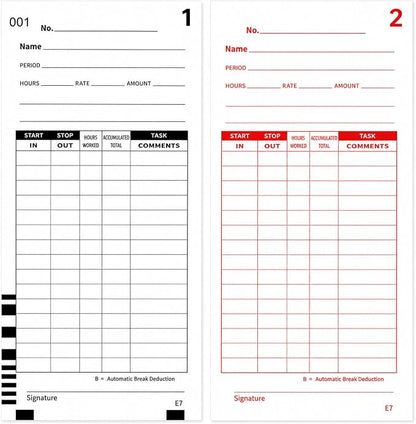 100 Time Cards Compatible with Lathem 7000E and 7500E Time Clocks