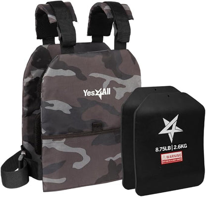 Yes4All Weighted Vest Plates with Curved Ergonomic Design for Running, Rucking & Strength Training, Comfortable Fit, 5.75/8.75/14/19.75 LB Pairs