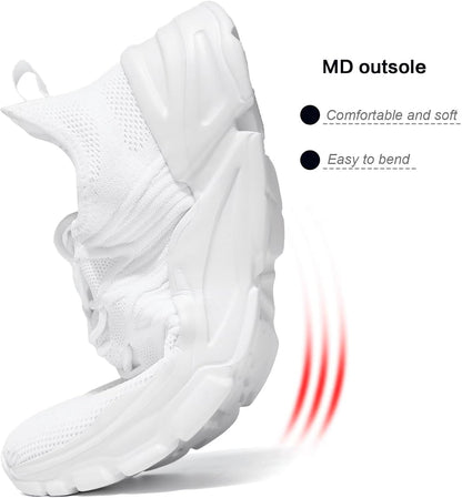 Mens Slip On Running Shoes Athletic Walking Trainers Lightweight Breathable Mesh Tennis Sneakers