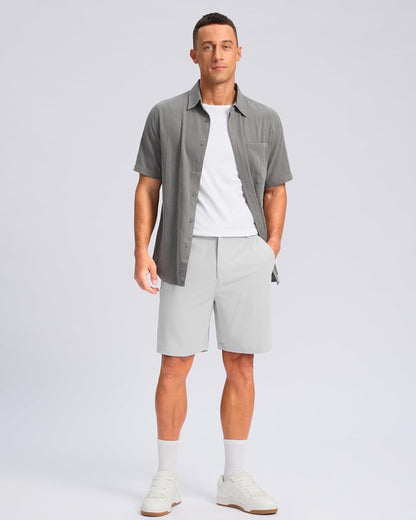 Pudolla Men's Casual Shorts 7"/9" Lightweight Golf Shorts with 3 Pockets Stretch Quick Dry Comfy Work Shorts