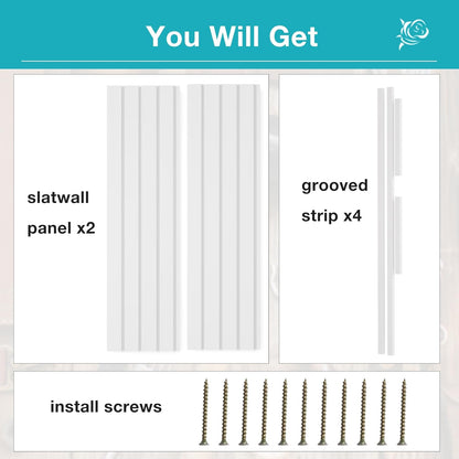NeatiEase Slatwall Panel Wall Storage Systems, 2 x 4ft Slat Wall Paneling Garage Wall Organizer, Heavy Duty Wall Mounted PVC Wall Rack (White)