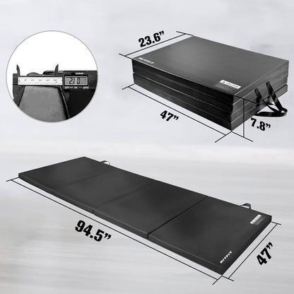 RitFit Upgraded Folding Exercise Mat, 2 Inch Thick Gymnastics Mat 3’x6’,4’x8’,4x10’,2'x8' with Carrying Handles for Yoga, MMA, Stretching, Core Workouts and Home Gym Protective Flooring