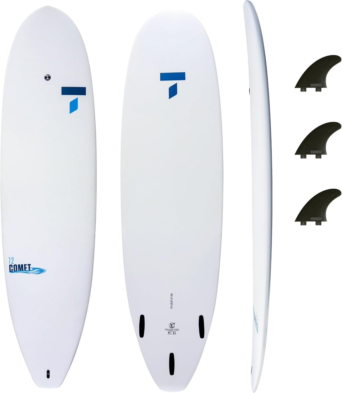 TAHE 7'2" Comet Tough-Tec Surfboard – Durable, Lightweight & Easy to Progress On | Stable, Forgiving Ride for Beginner to Intermediate Surfers | Made in France for Long-Lasting Performance