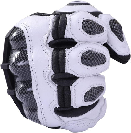 Harssidanzar Breathable Leather Motorcycle Gloves Touchscreen for Men Women KM046