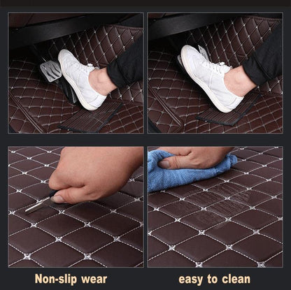 Custom Waterproof Leather Car Floor Mats Fit for Most Car SUV Truck & Sportscar All Weather Protection Vehicles (Black Beige) - color: Black Beige