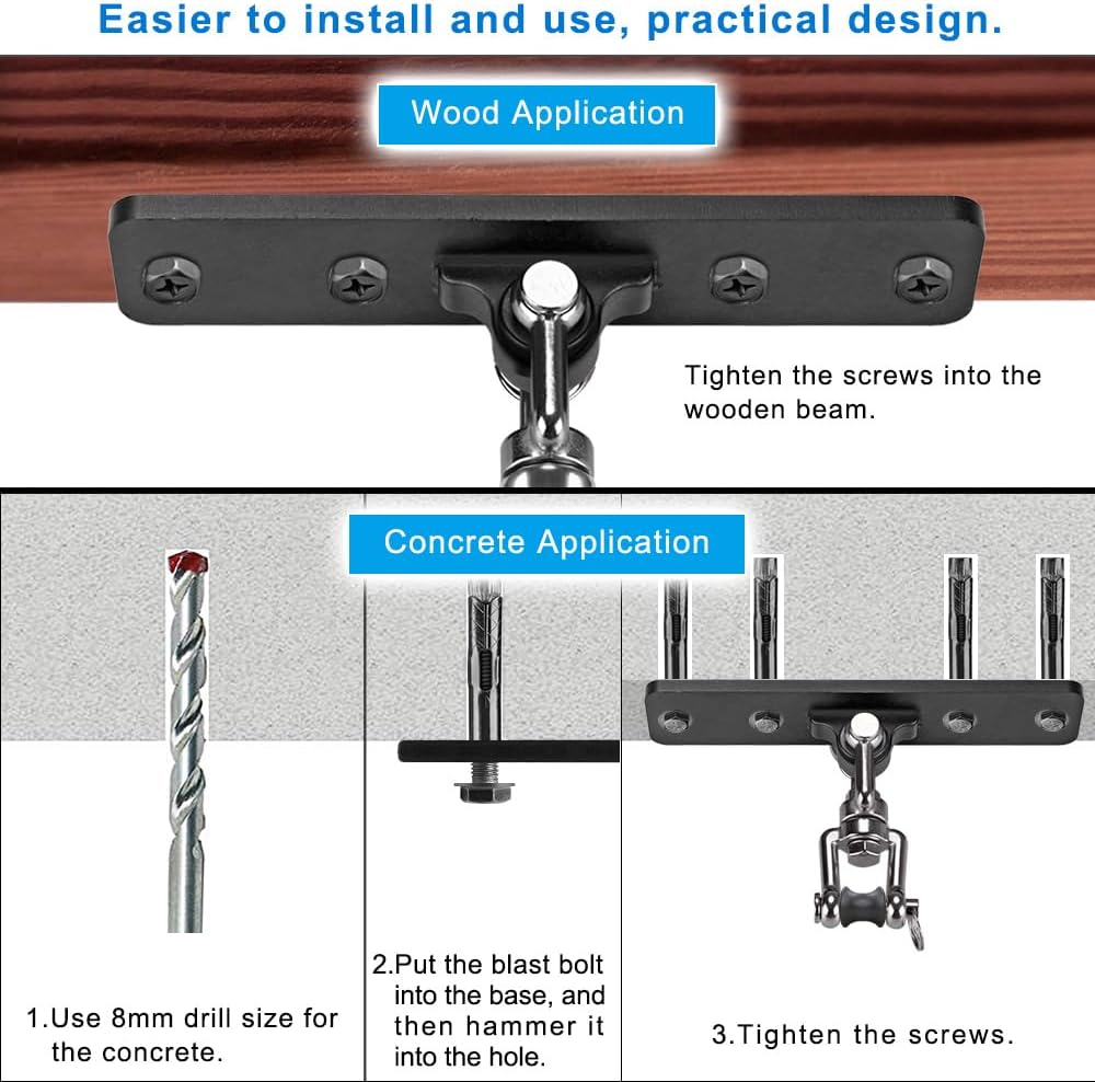 Heavy Bag Hanger, Punching Bag Ceiling Mount Hanger, 360° Rotation Hook for Boxing, MMA, Aerial Yoga, Hammock, and More, 600 LB Capacity