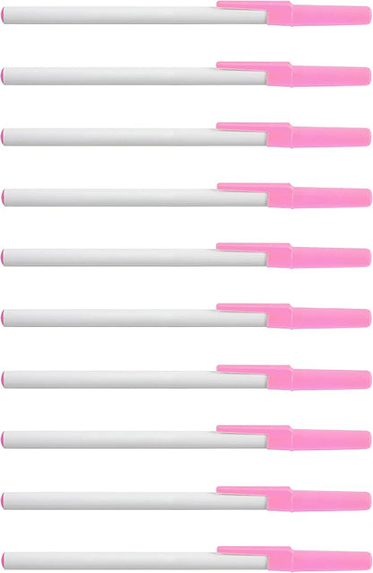 DISCOUNT PROMOS Value Stick Pens Set of 10, Bulk Pack - Black Ink, Great for Office, School, Business, Tradeshows, Events - Pink