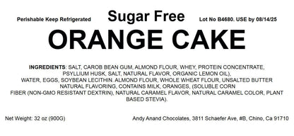 Andy Anand Sugar-Free Orange Glazed Cake, 2 lbs - Fresh, Natural Ingredients, Handcrafted, No Preservatives, Perfect for Diabetics & Health-Conscious Dessert Lovers