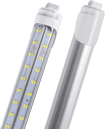 R17D/HO 8FT LED Bulbs - (10 Pack) Rotate V Shape, 6000K Cold White 120W, 18000LM, 300W Equivalent F96T12/DW/HO, Clear Cover, T8/T10/T12 Replacement, Dual-End Powered, Ballast Bypass