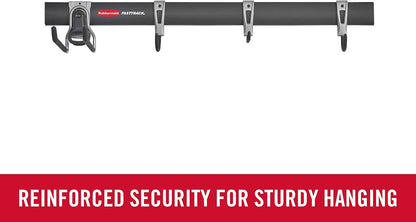 Rubbermaid FastTrack Garage Storage Utility Hooks 5 Piece Black All in One Rail Hook Kit and Tool Organizer Heavy Duty for Home/Garage/Shed/Garden