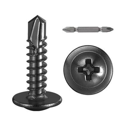 (300 pcs) Wensilon #10×3/4” for Sheet Metal Self-Tapping Screws 410 Black Stainless Steel Truss Head High-Strength Quick Tapping