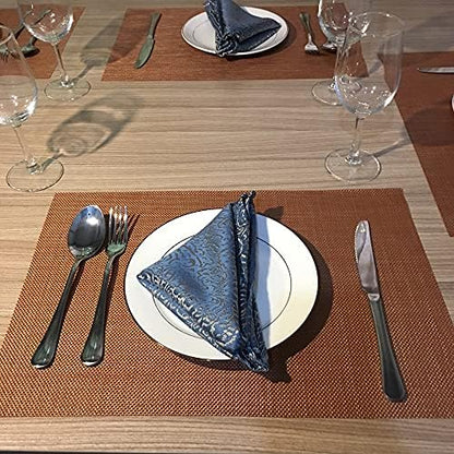 WAZAIGUR Placemats Crisscross Woven Vinyl Place Mats Set of 4 Rust Red