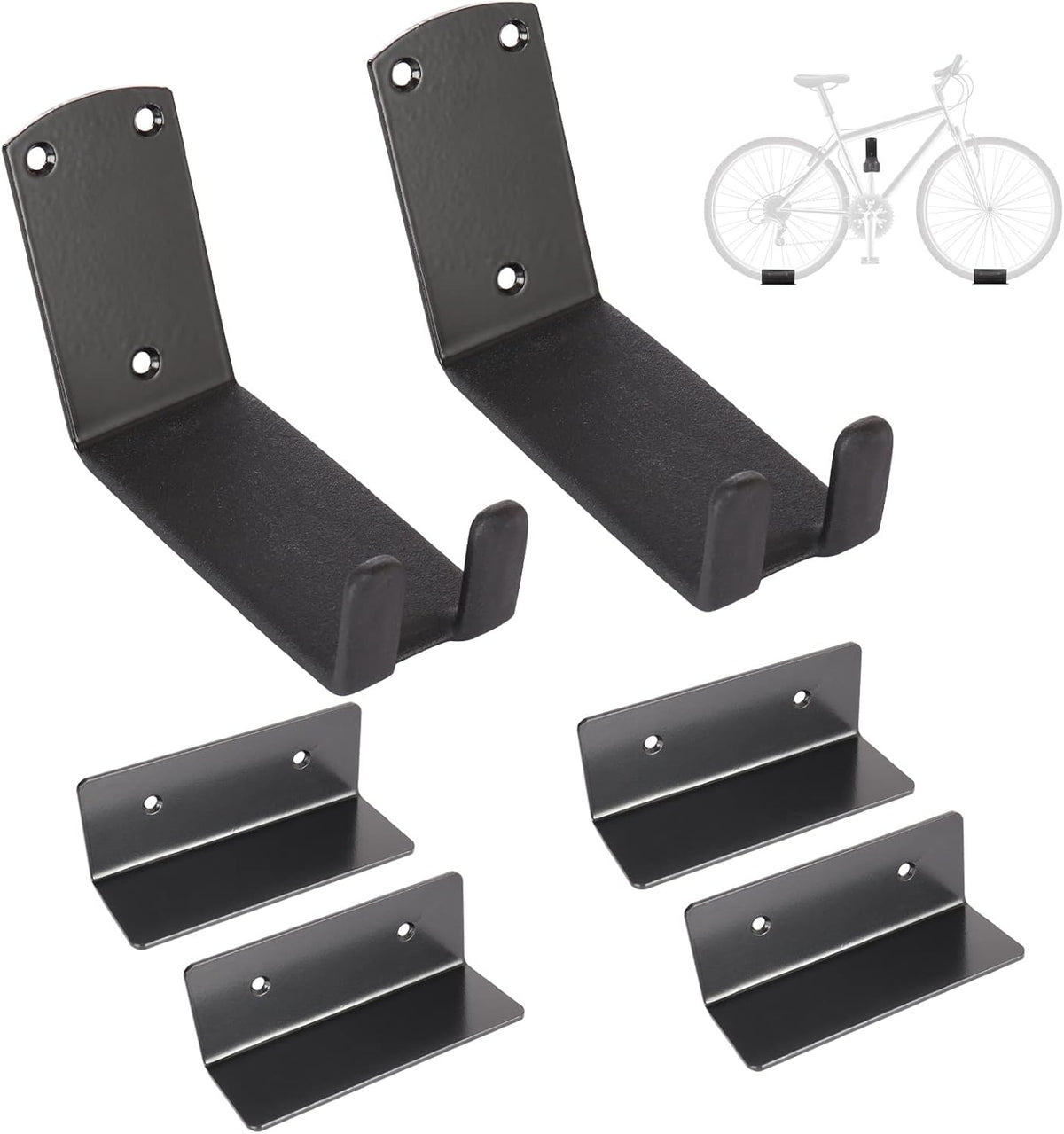 Bike Wall Mount, Pedal Mount Bike Rack for Garage, Bike Storage Hanger Bicycle, Heavy Duty Bike Hooks with Rubber Pad for Wall, Max 50LB, 2 Set