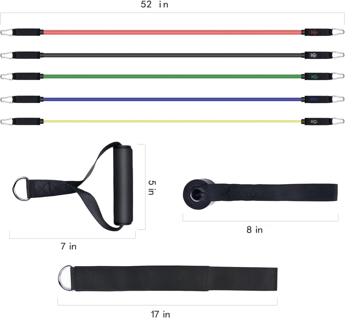 Resistance Bands, Simmgud Exercise Bands Set with Handles, Work Out Bands with Door Anchor, Ankle Straps for Strength Training, Physical Therapy, Home Gym for Men and Women, Yoga, Pilates 150 LBS