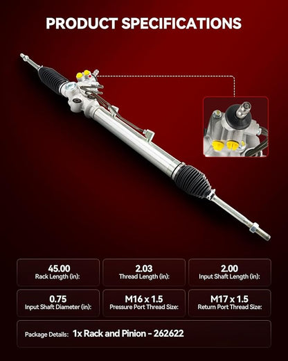Torchbeam Power Steering Rack & Pinion Assembly Fit for 2001 2002 2003 2004 2005 IS300, Hydraulic System Steering, Replaces OEM 26-2622