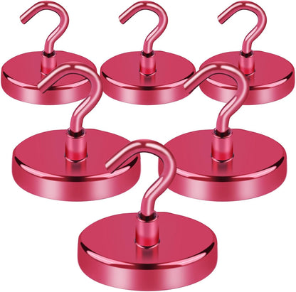 LOVIMAG Cruise Essentials, 150Lbs Cruise Door Magnets, Red Magnet Hooks for Cruise Cabin Strong Magnetic Hooks for Hanging, Refrigerator, Celling -6 Pack
