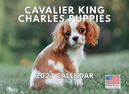 Cavalier King Charles Spaniel Puppy Calendar 2027 Monthly Wall Calender 12 Month