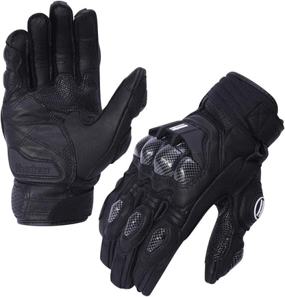 Harssidanzar Breathable Leather Motorcycle Gloves Touchscreen for Men Women KM046