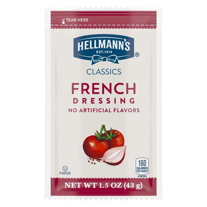 Hellmann's Classics French Salad Dressing Portion Control Sachets Gluten Free, No Artificial Flavors or High Fructose Corn Syrup, Colors from Natural Sources, 1.5 oz, Pack of 102