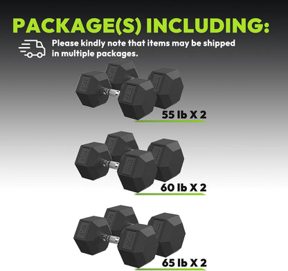 Hex Dumbbell Set, 30-480 lb Set Rubber Encased Exercise & Fitness Dumbbells, Weights Dumbbells Set, Hand Weight for Strength Training