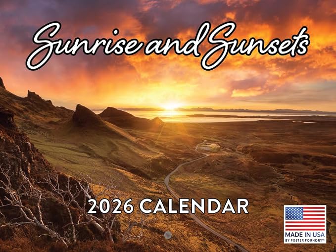 Sunrise and Sunset Calendar 2026 Monthly Wall Calender 12 Month | American Made In The USA