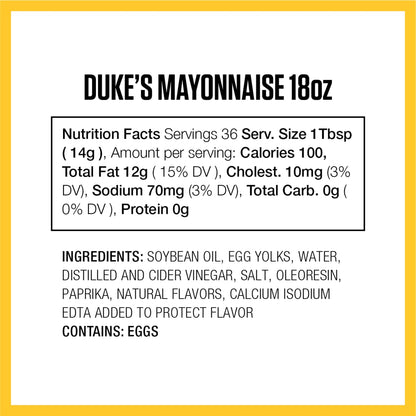 Duke’s Real Mayonnaise Squeeze Bottle - Original Smooth & Creamy Taste, 18 Ounce (Pack of 1)