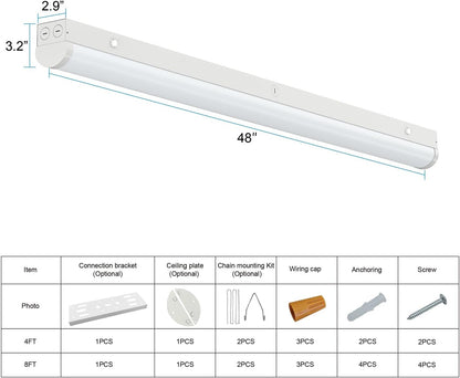 4FT LED Linear Strip Light, Super Bright 4 Foot LED Shop Lights 70W 60W 50W 40W 30W/6CCT 3000K-6500K Selectable, Flush Mount or Hanging 0-10V Dimmable Commercial Garage Ceiling Light, ETL DLC(4 Pcs)