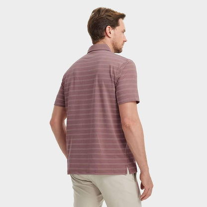 M MAELREG Golf Shirts for Men Moisture Wicking Striped Polo Performance Dry Fit Business Sports Mens Polo Shirts Short Sleeve