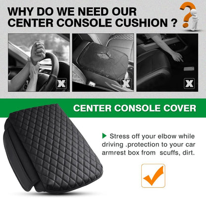 Shademax Custom for Center Console Cover Jeep Grand Cherokee L Accessories 2021-2023 2024 2025 2026 Armrest Cover Center Console Pad Leather Armrest Seat Box Cover Protector with Pockets Storage Bag