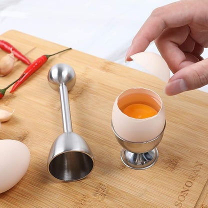 Soft Hard Boiled Egg Cutter Topper Set Egg Cracker with Include 2 Cup 2 Spoon 1 Topper Cutter Shell Separator Remover Stainless Steel Kitchen Tool