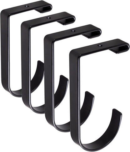 4-Pack Heavy Duty Add-On Flat Hook Accessory for Garage Ceiling and Wall Storage, Alloy Steel, Black - Suitable for FLEXINOUMTS Racks