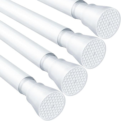 4 Pack White Tension Curtain Rod for Windows 28 to 48 inch, Adjustable Expandable Pressure Spring Curtain Rod No Drilling, 7/8" Curtain Rod for Bedroom Doorway Closet Door