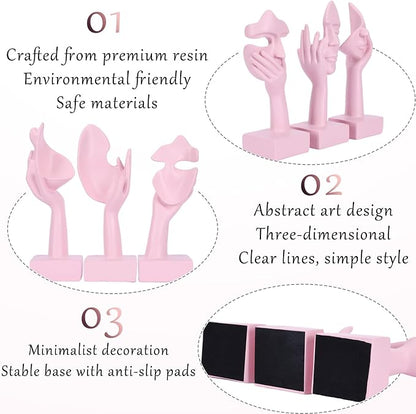 3 Pcs Thinker Large Statue Set - Pink Art Abstract Home Accent Figurines for Living Room, Bedroom, Shelves, Office Desktop, Coffee Table Decor, Gift for Women (3 Pcs Pink, 9")