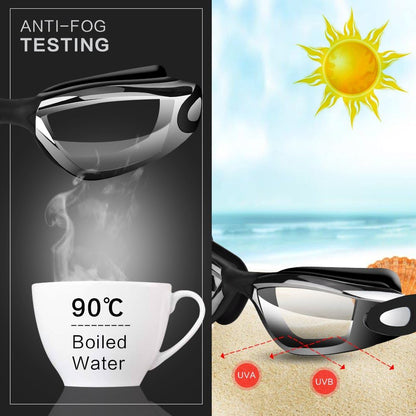 Swim Goggles Swimming Goggles No Leaking with Nose Clip, Earplugs, Swim Cap and Case for Men Women