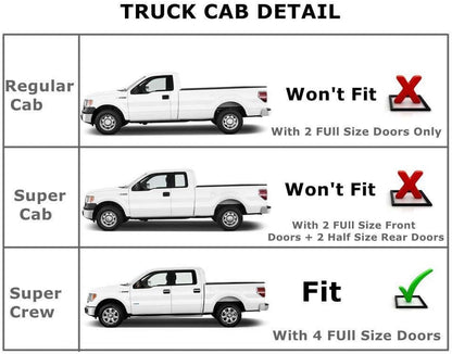in-Channel Window Visor Deflector Compatible with Ford F150 Super Crew Cab 2015-2024 Rain Guards Smoke 4pcs
