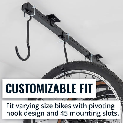 Teal Triangle Ceiling Mounted Bike Rack for Garage - Premium Bicycle Stand & Hanger for Space-Saving Storage | Adjustable Ceiling Hooks Hold 4-8 Bikes - Indoor Bicycle Rack System for basement