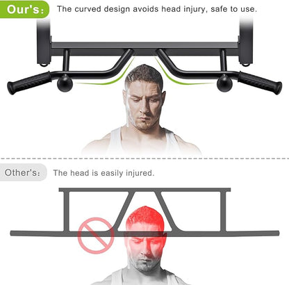 Kipika 32" Ceiling Mounted Pull Up Bar - Heavy Duty, Highly Adjustable, Multifunctional Chin Up Bar - Home Gym System with Punching Bag Hanger and Resistance Bands Training